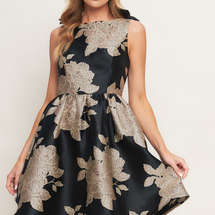 NOIR FLEUR WOVEN MINI DRESS