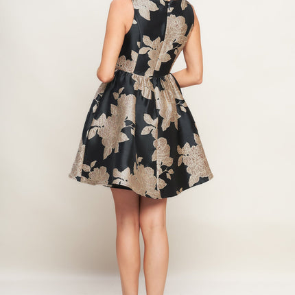 NOIR FLEUR WOVEN MINI DRESS