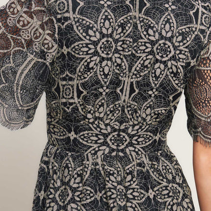 GOTHIC BLOOM WOVEN LACE MIDI DRESS