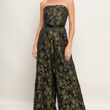 SHADOW LUXE JACQUARD WOVEN JUMPSUIT