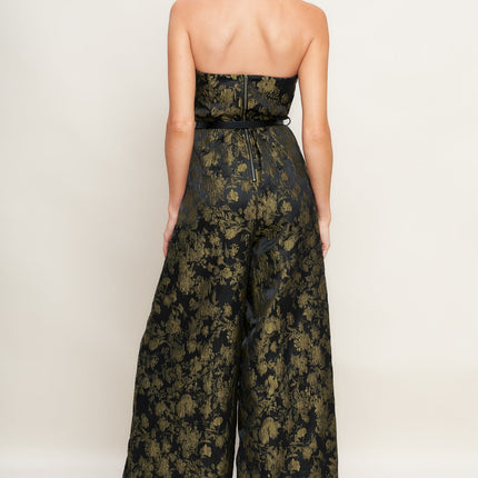 SHADOW LUXE JACQUARD WOVEN JUMPSUIT