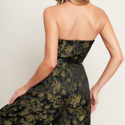 SHADOW LUXE JACQUARD WOVEN JUMPSUIT