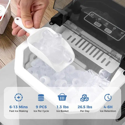 Countertop Ice Maker with Self-Cleaning for Home & Office