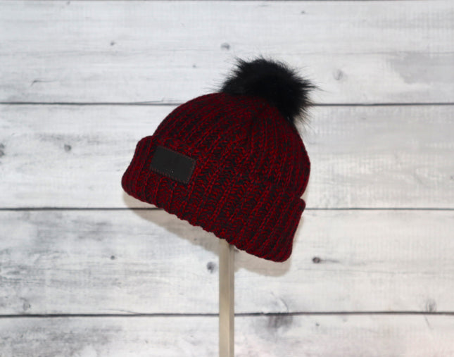 Infant Acrylic Ribbed Cuff with Pom Hat