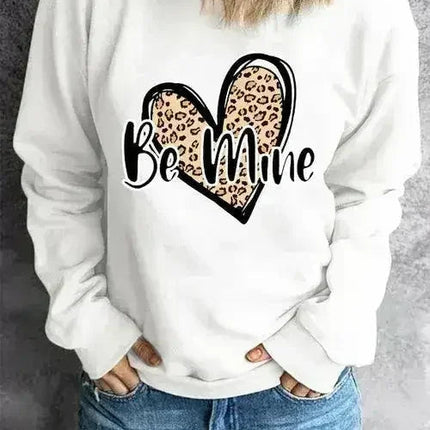 Be Mine Leopard Heart Print Sweatshirt
