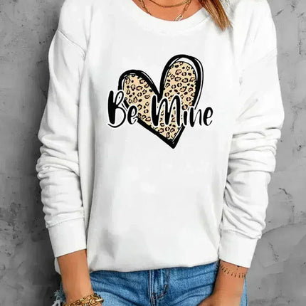 Be Mine Leopard Heart Print Sweatshirt