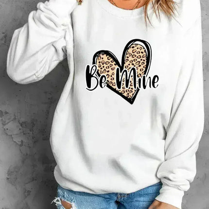 Be Mine Leopard Heart Print Sweatshirt