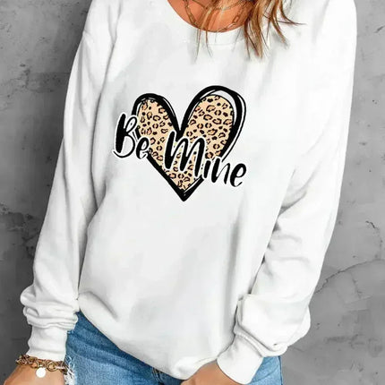 Be Mine Leopard Heart Print Sweatshirt