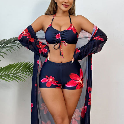 Ladies One Piece Blouse Floral Bikini Swimsuit