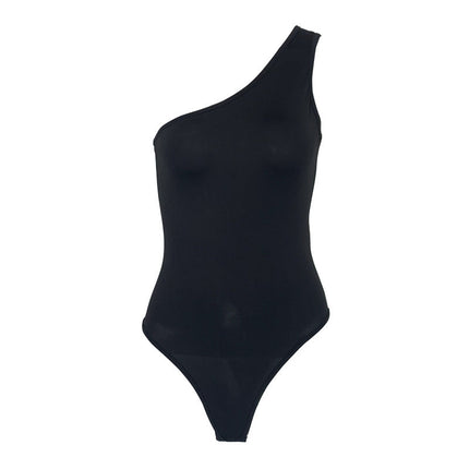 Summer Women Clothing Sexy One-Shoulder Onesie Slim Fit Backless Sleeveless Diagonal Collar Top