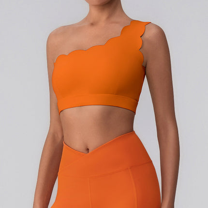 Nude Feel Lace with Chest Pad Yoga Jacket Medium Tenacity Shockproof Fitness Vest Shoulder Belt Sports Bra