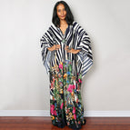 One Size / Black and White Zebra Stripes with Flowers