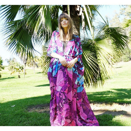 Beach Cover-up Chiffon Printed Cardigan Robe Vacation Beach Dress Bikini Sun Protection Cardigan