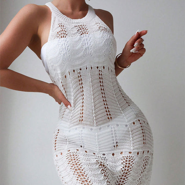 Beach Cover Up Seaside Coat Bikini Swimsuit Woven Loose Sun Protection Beach Vacation Vest Dress