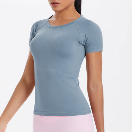Women Short Sleeve round Neck Exercise T shirt Running Fitness Top Skin Friendly Slim Breathable Yoga Short Sleeve
