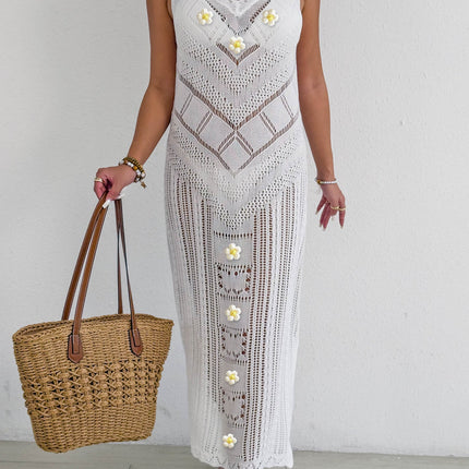 Beach Beach Cover Up Women Sexy Cutout Woven Shirt Vest Dress Hand Crocheted Stitching Holiday Dress