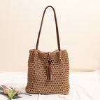 One Size / Cotton Thread Wooden Bead Hollow Coffee