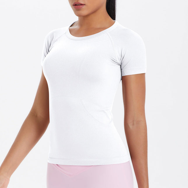 Women Short Sleeve round Neck Exercise T shirt Running Fitness Top Skin Friendly Slim Breathable Yoga Short Sleeve