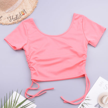 Beach Holiday Solid Color Linen Modal Comfortable Women Adjustable Top