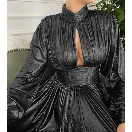 Spring Summer Popular Color Tight Waist Halter Large Swing Sexy Avocado Green Dress Maxi Dress for Women