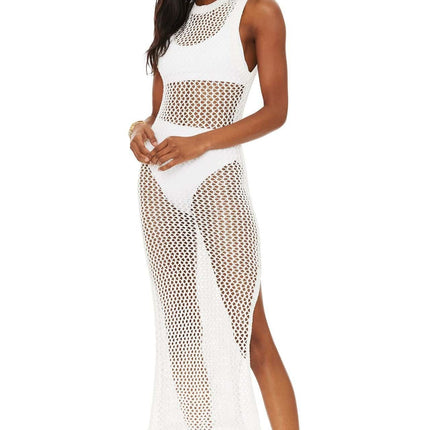 Beach Cover up Hollow Out Cutout Knitted Vest Vacation Skirt Bikini Cover