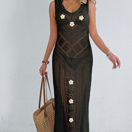 Beach Beach Cover Up Women Sexy Cutout Woven Shirt Vest Dress Hand Crocheted Stitching Holiday Dress