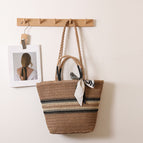 One Size / Double-Handle Woven Striped Coffee Scarf