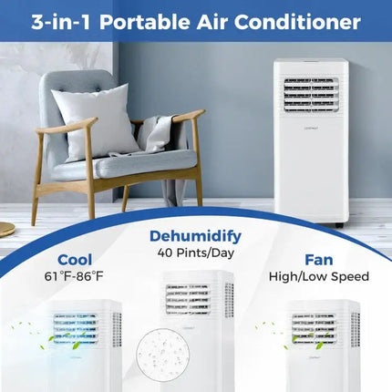 3-in-1 Portable AC, 8000/9000 BTU