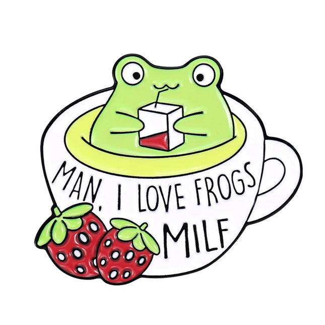 Sparkling Water Bottle Frog Shape Carton Moon Cat Brooch Enamel Lapel Pin
