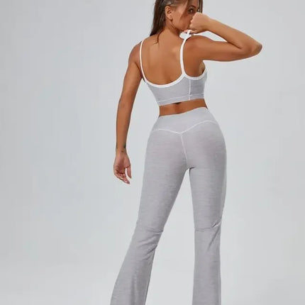 Seamless Yoga Sets High Waist Hip-lifting Flared Pants Backless Bra Leggings Sets for Women