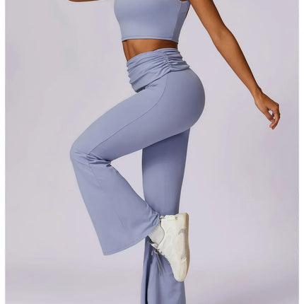 Women Athletic Wear High Waist Leggings And Top Two Piece Set Seamless Gym Tracksuit