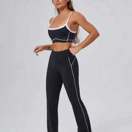 Seamless Yoga Sets High Waist Hip-lifting Flared Pants Backless Bra Leggings Sets for Women