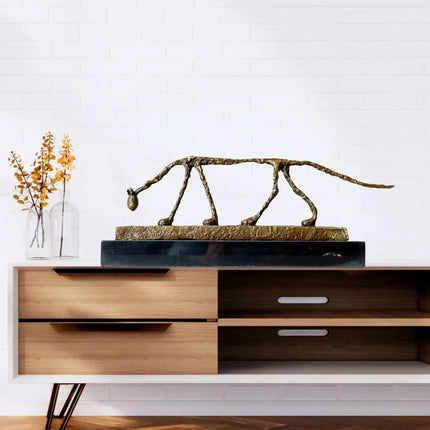 Bronze Cat Statue Abstract Cat Sculpture Classical Giacometti Art Reproduction Skeleton Animal Statue For Home Decor Collection