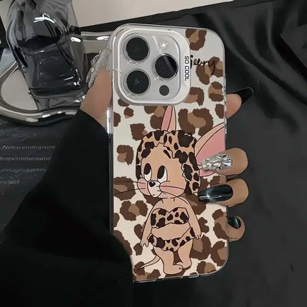 Tom And Jerry Leopard Print Bikini Phone Case For iPhone 16 15 14 13 12 11 Pro Max XS Max XR 7 8 Plus MINI Y2K Cute Back Cover