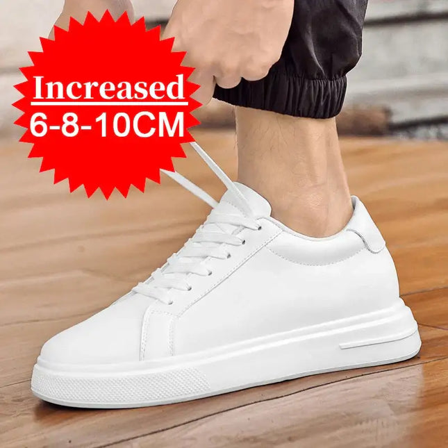 New Summer Men's Sneakers Elevator Shoes Heightening Height Increase Insole 7-8CM High Heels Shoes Leather Sport Shoes Men Shoes
