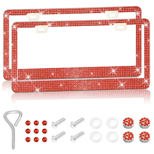 NEW Bling Crystal Car License Plate Frame Women Rhinestone License Plate Frame Cover Holder Car Accessories with Screw 31*16cm