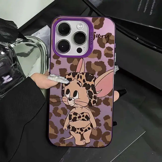 Tom And Jerry Leopard Print Bikini Phone Case For iPhone 16 15 14 13 12 11 Pro Max XS Max XR 7 8 Plus MINI Y2K Cute Back Cover