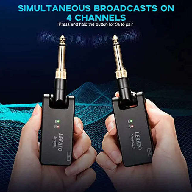 LEKATO Wireless Guitar System Guitar Wireless Transmitter Receiver 2.4Ghz Rechargeable Wireless Audio System (WS-100)