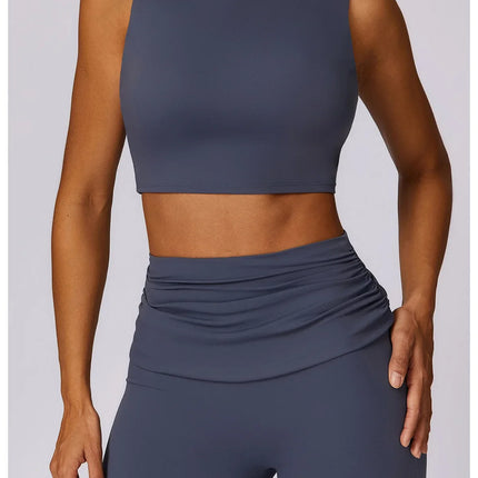 Women Athletic Wear High Waist Leggings And Top Two Piece Set Seamless Gym Tracksuit