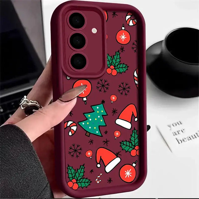 New Year Christmas Hat Case For Samsung Galaxy A55 A15 A14 A34 A35 A54 A52 A53 5G S24 Ultra FE S23 Plus Soft TPU Silicone Cover