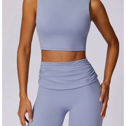 Women Athletic Wear High Waist Leggings And Top Two Piece Set Seamless Gym Tracksuit