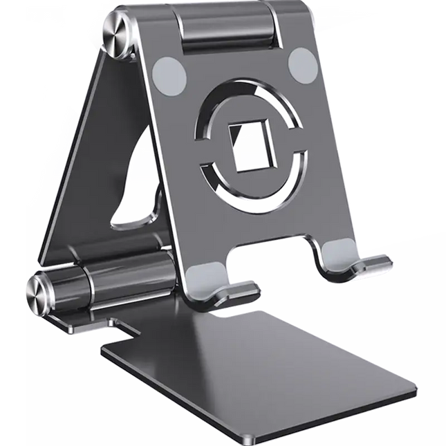 Foldable Mobile Phone Holder 360 Degree Rotating Hollowed Tablet Riser Anti Slip Tablet Holder Height Adjustable for 4.7-12 Inch