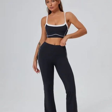 Seamless Yoga Sets High Waist Hip-lifting Flared Pants Backless Bra Leggings Sets for Women