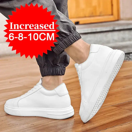 New Summer Men's Sneakers Elevator Shoes Heightening Height Increase Insole 7-8CM High Heels Shoes Leather Sport Shoes Men Shoes