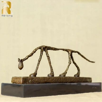 Bronze Cat Statue Abstract Cat Sculpture Classical Giacometti Art Reproduction Skeleton Animal Statue For Home Decor Collection