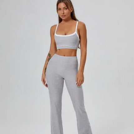 Seamless Yoga Sets High Waist Hip-lifting Flared Pants Backless Bra Leggings Sets for Women