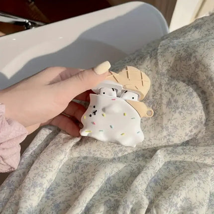 Cute Melting Ice Cream Headphone Protective Case Silicone Material Suitable for AirPods 1/2/3/Pro/Pro2 Headphone Protective Case