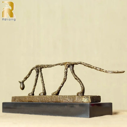 Bronze Cat Statue Abstract Cat Sculpture Classical Giacometti Art Reproduction Skeleton Animal Statue For Home Decor Collection