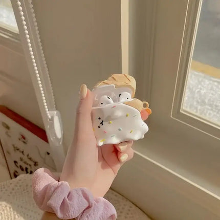 Cute Melting Ice Cream Headphone Protective Case Silicone Material Suitable for AirPods 1/2/3/Pro/Pro2 Headphone Protective Case