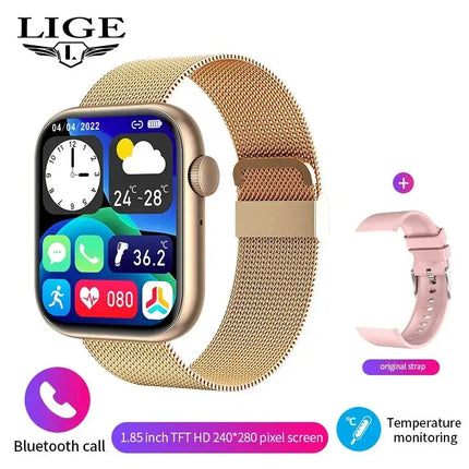 LIGE Bluetooth Call Smartwatch Women Men Sports Fitness Watches Woman Body Temperature Monitoring Waterproof Smart Watch Ladies